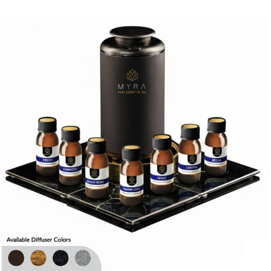 Myra Diffuser + Essential Oils 12 Pcs - 10Ml Per Bottle