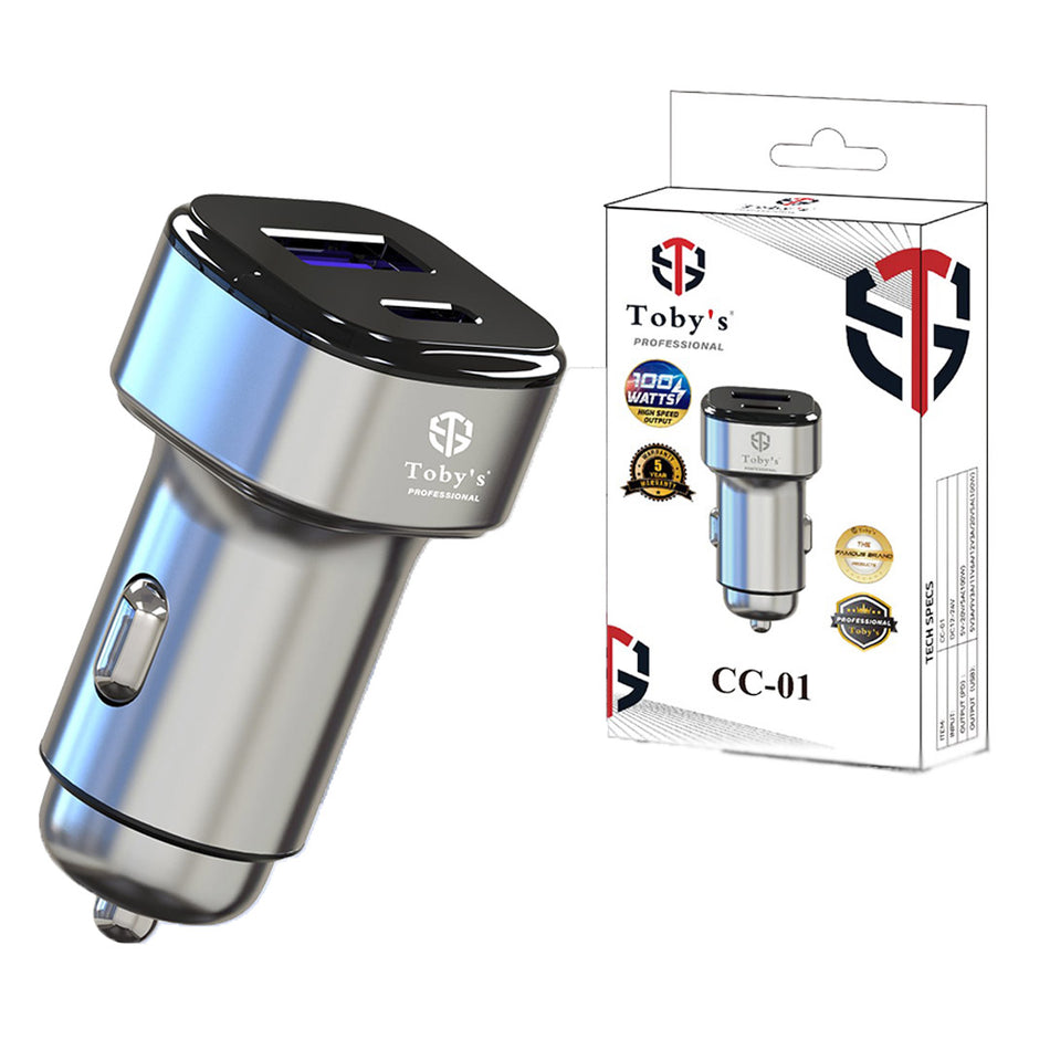 Toby's CC-01 100W Dual Port Fast Car Charger