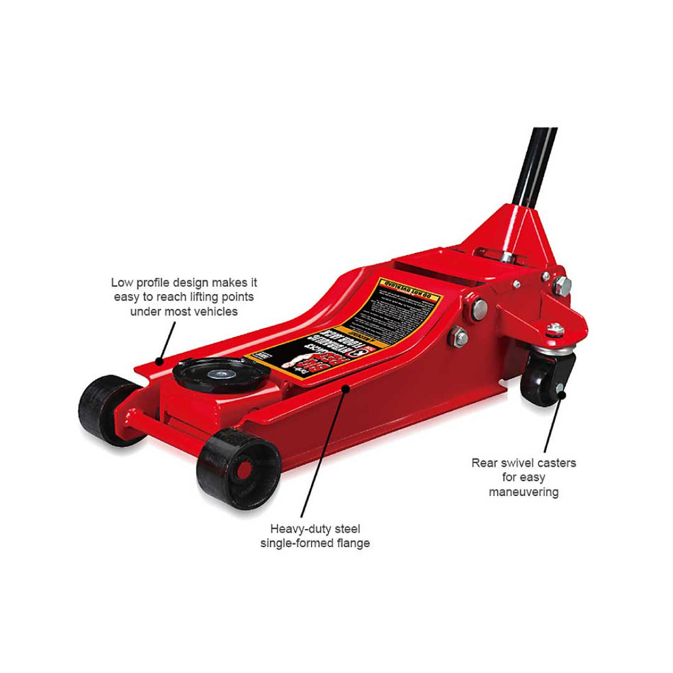 Big Red Hydro Low Floor Jack 3 Ton With Dual Pump