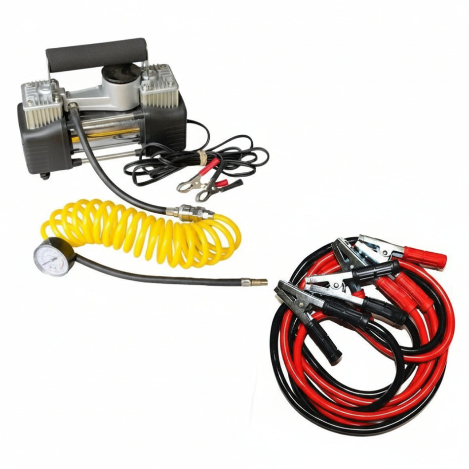 Mini Air Compressor & Booster Cable Kit