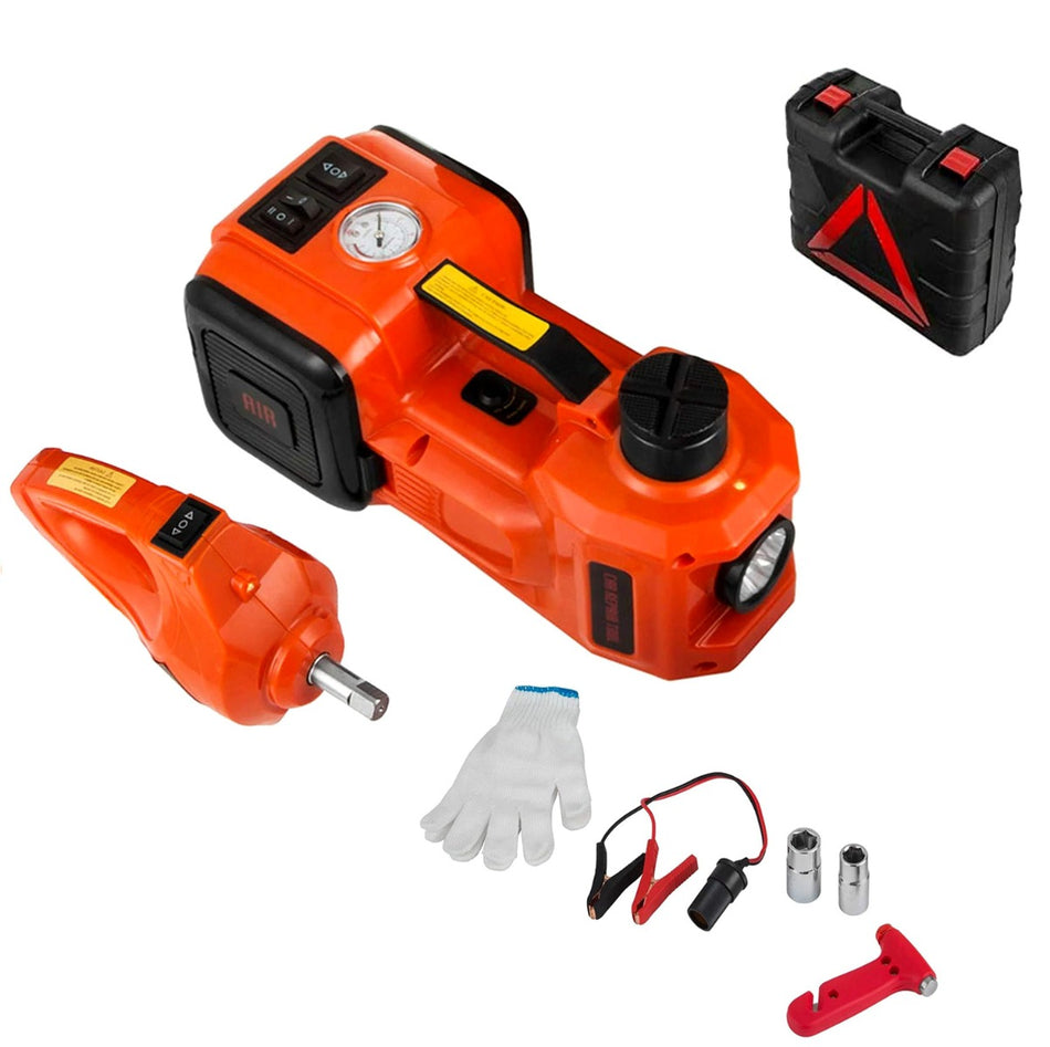 3 In 1 Dinsen 3 Ton Electric Jack + Air Compressor + Impact Wrench &  Led