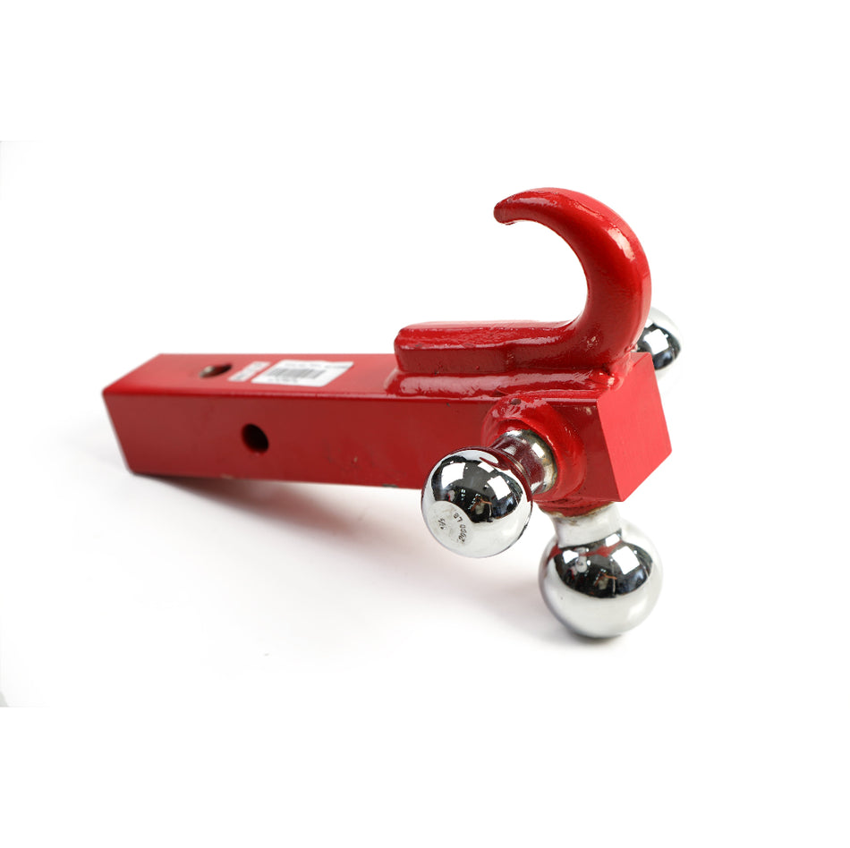 Vroom Triple Ball Mount, Red W-Chrome Hitch Ball+Hook